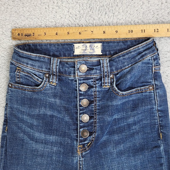 We The Free Jeans Womens 25 Medium Wash High Rise Flare Bell Bottom Button Fly - Picture 4 of 16